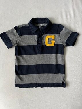 GAP Striped Polo with Yellow 'G' Appliqué - Navy & Gray